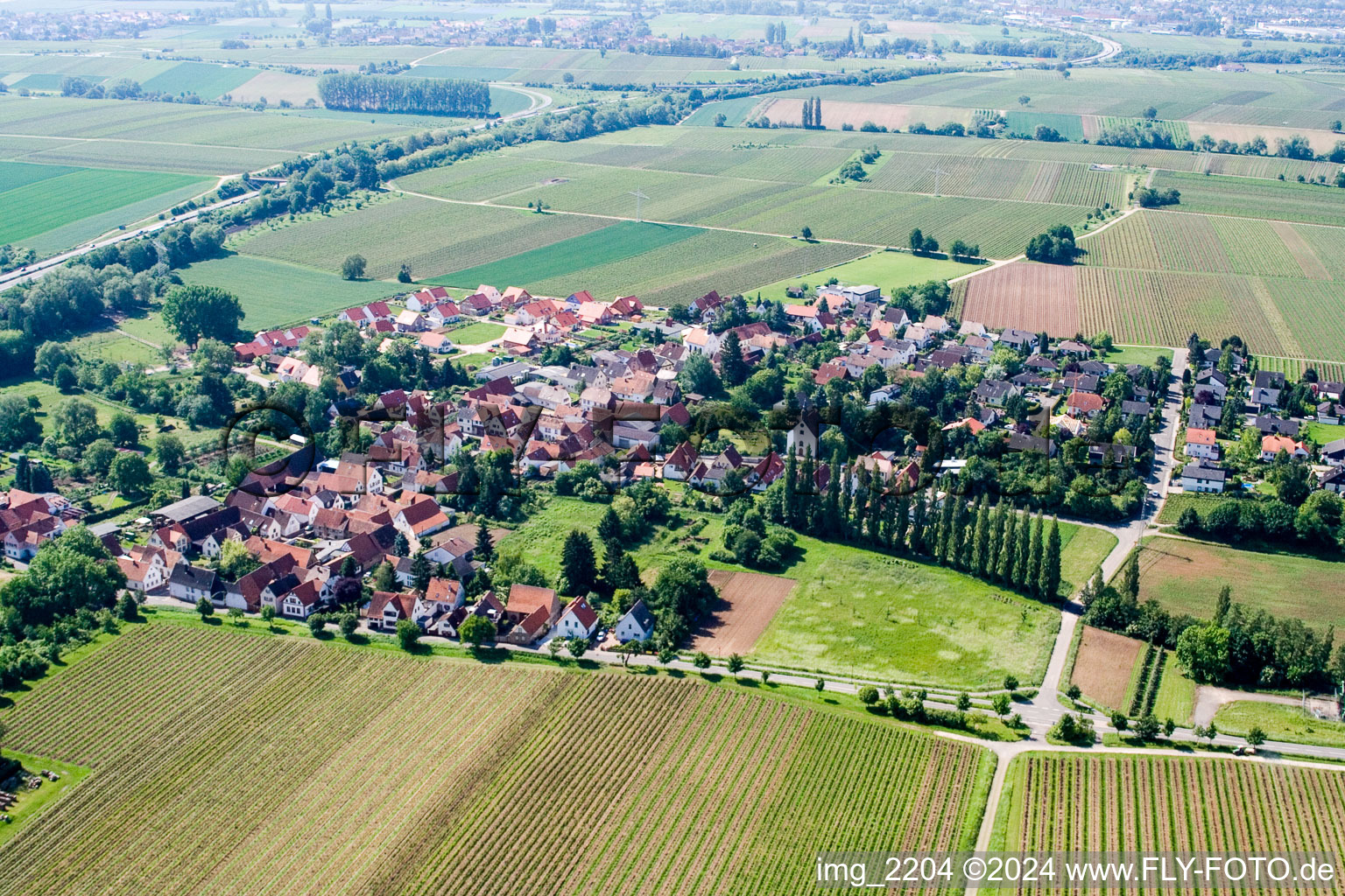 Knöringen in the state Rhineland-Palatinate, Germany from the drone perspective