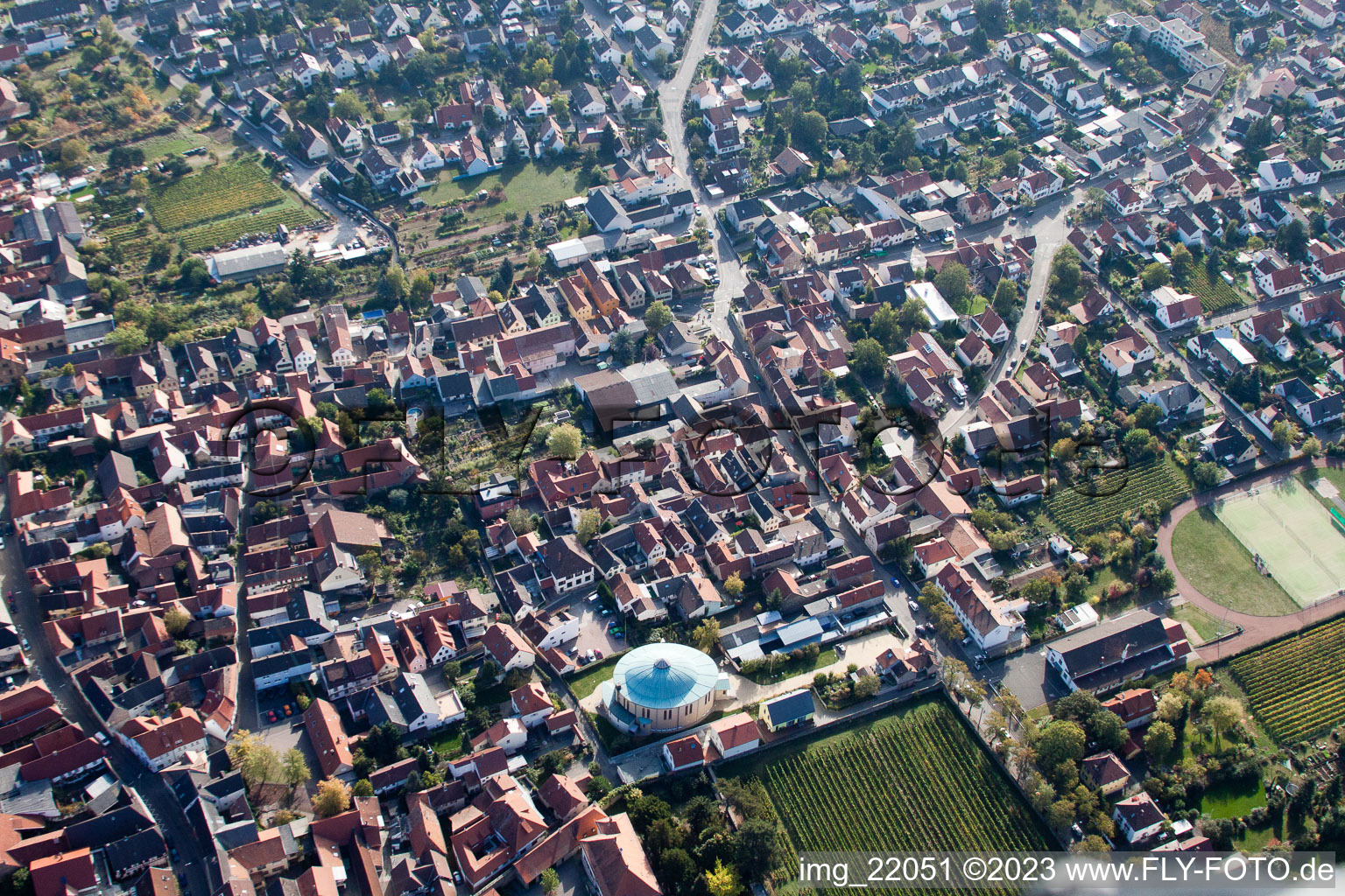 District Mußbach in Neustadt an der Weinstraße in the state Rhineland-Palatinate, Germany from above