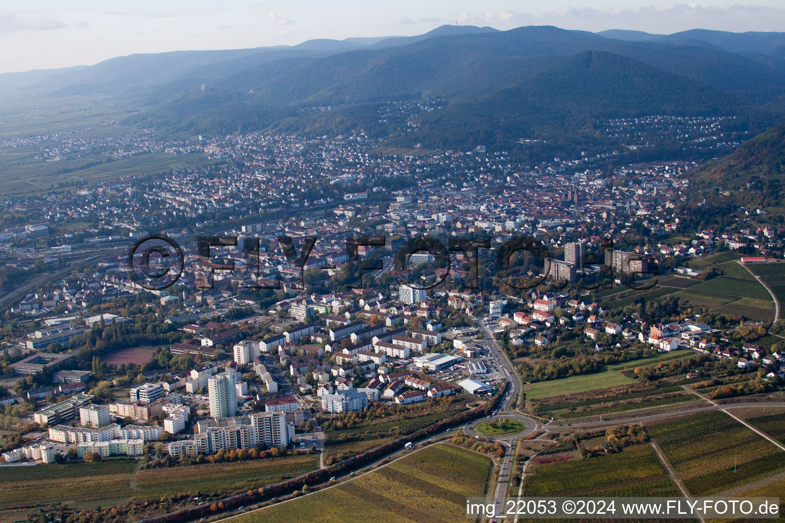 Aerial view of From the north in Neustadt an der Weinstraße in the state Rhineland-Palatinate, Germany