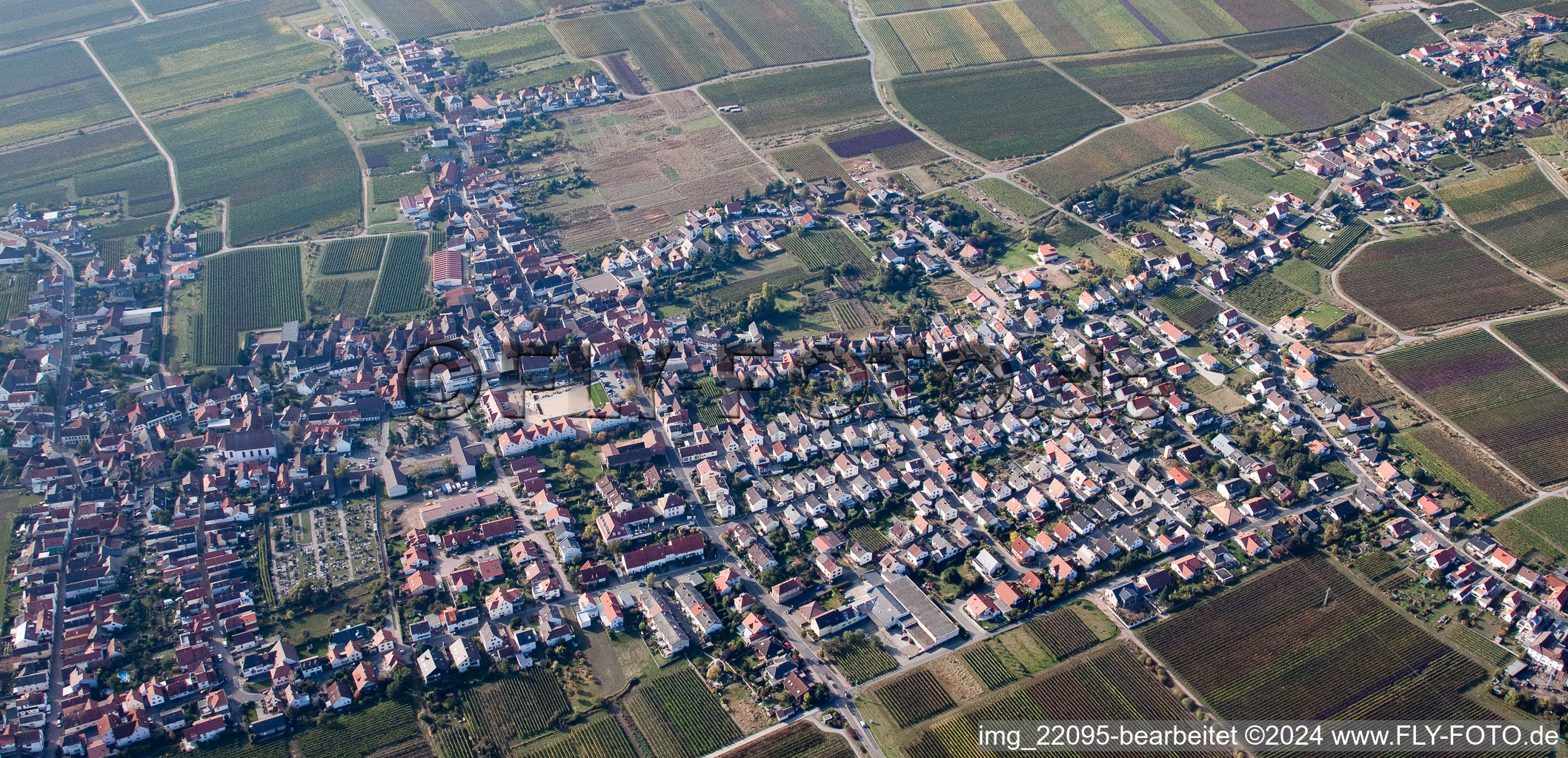 Panorama from the local area and environment in the district Diedesfeld in Neustadt an der Weinstrasse in the state Rhineland-Palatinate