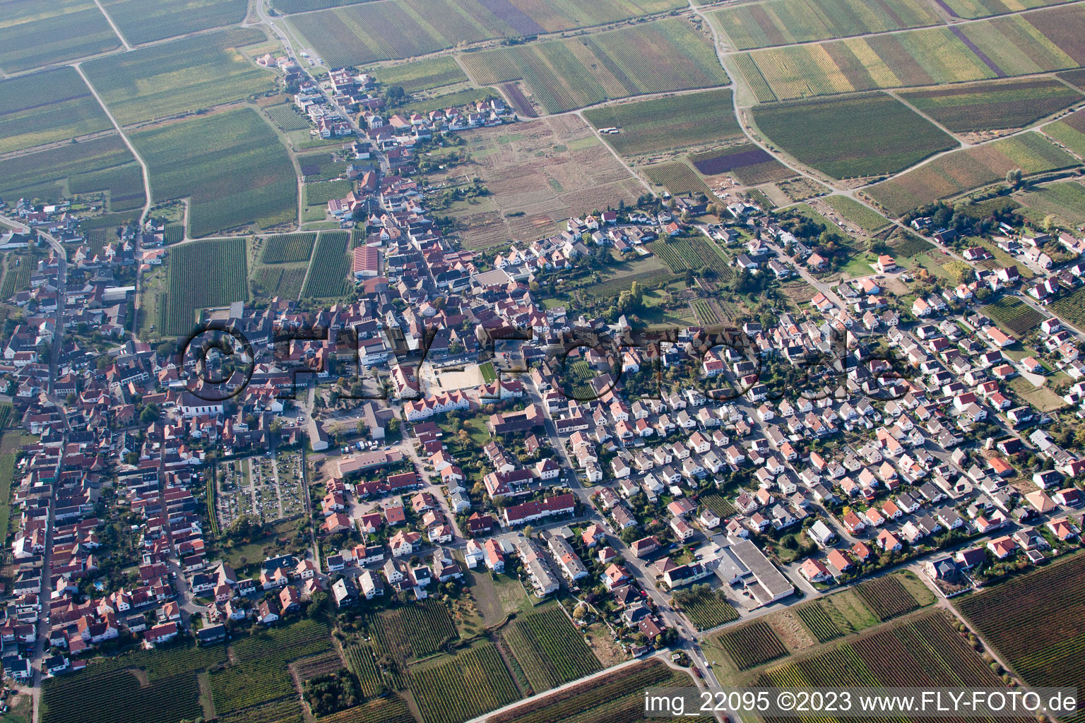 District Diedesfeld in Neustadt an der Weinstraße in the state Rhineland-Palatinate, Germany from a drone