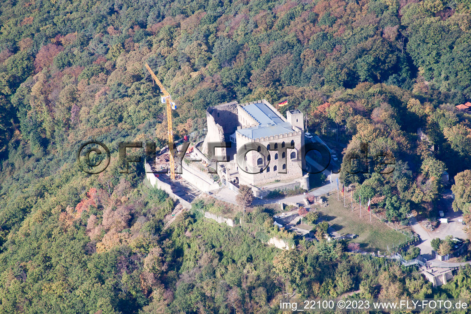 Aerial view of Castle Hambach in Neustadt in the Weinstrasse in the state Rhineland-Palatinate