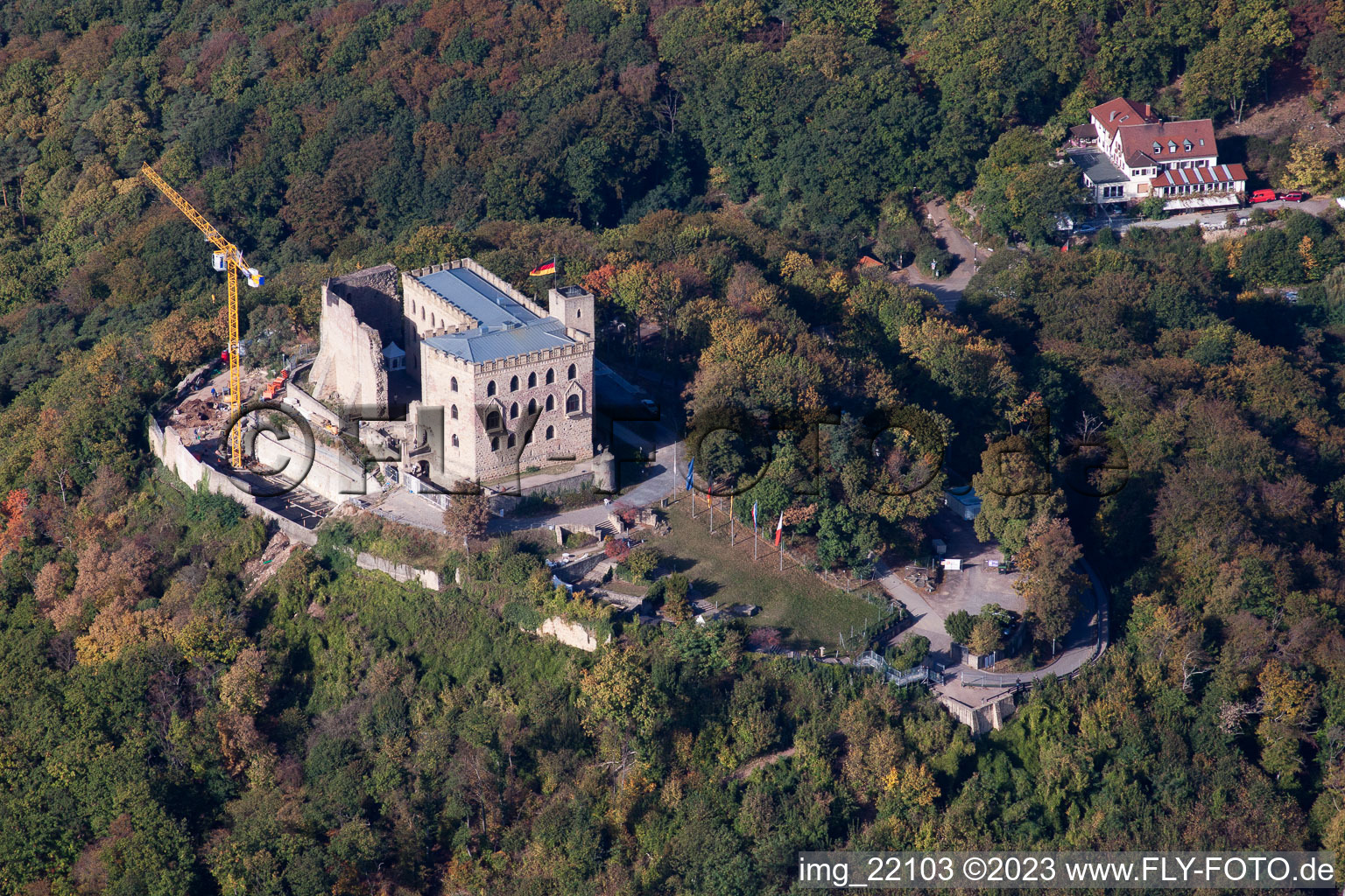 Oblique view of Castle Hambach in Neustadt in the Weinstrasse in the state Rhineland-Palatinate