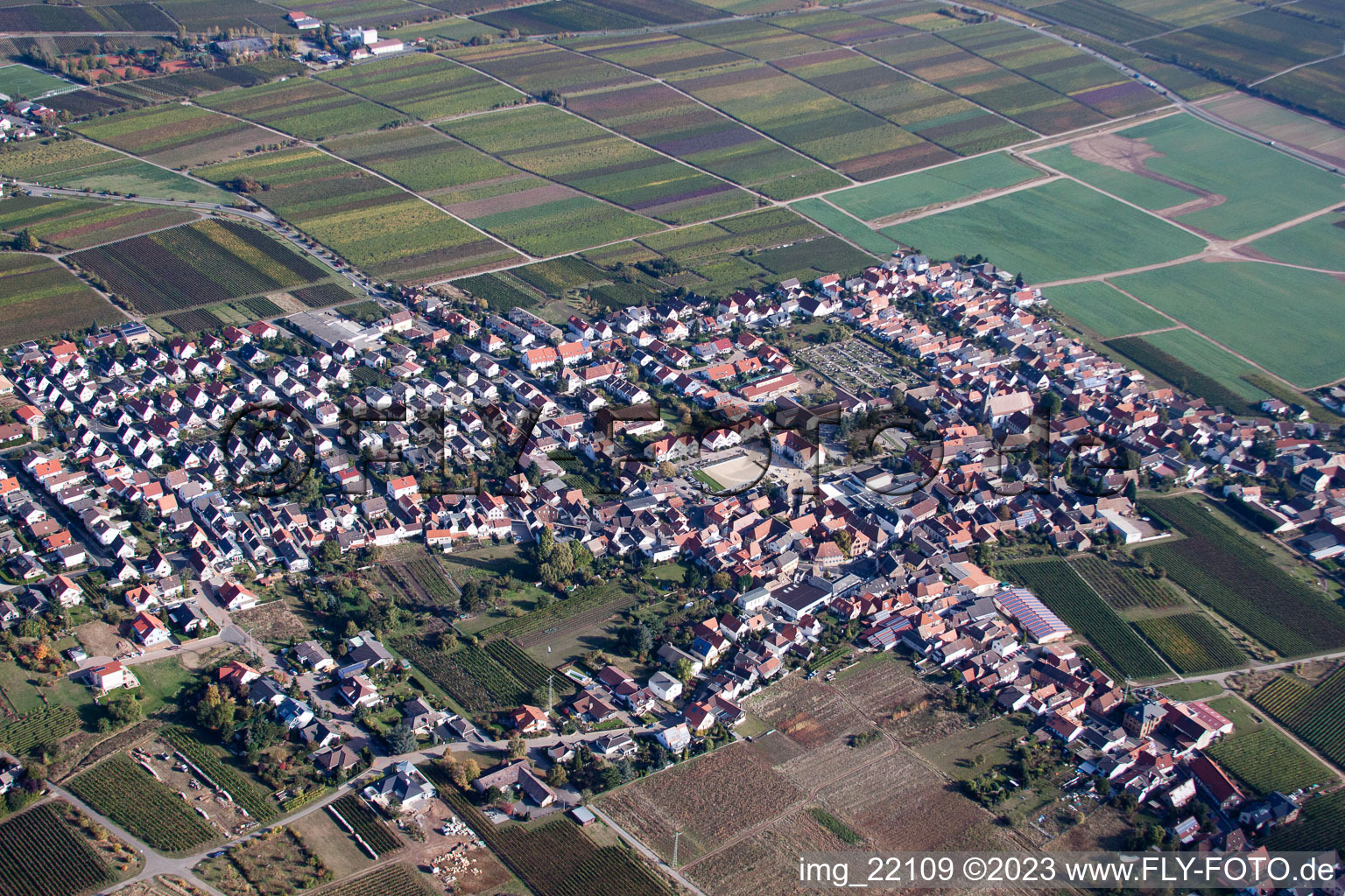 District Diedesfeld in Neustadt an der Weinstraße in the state Rhineland-Palatinate, Germany out of the air