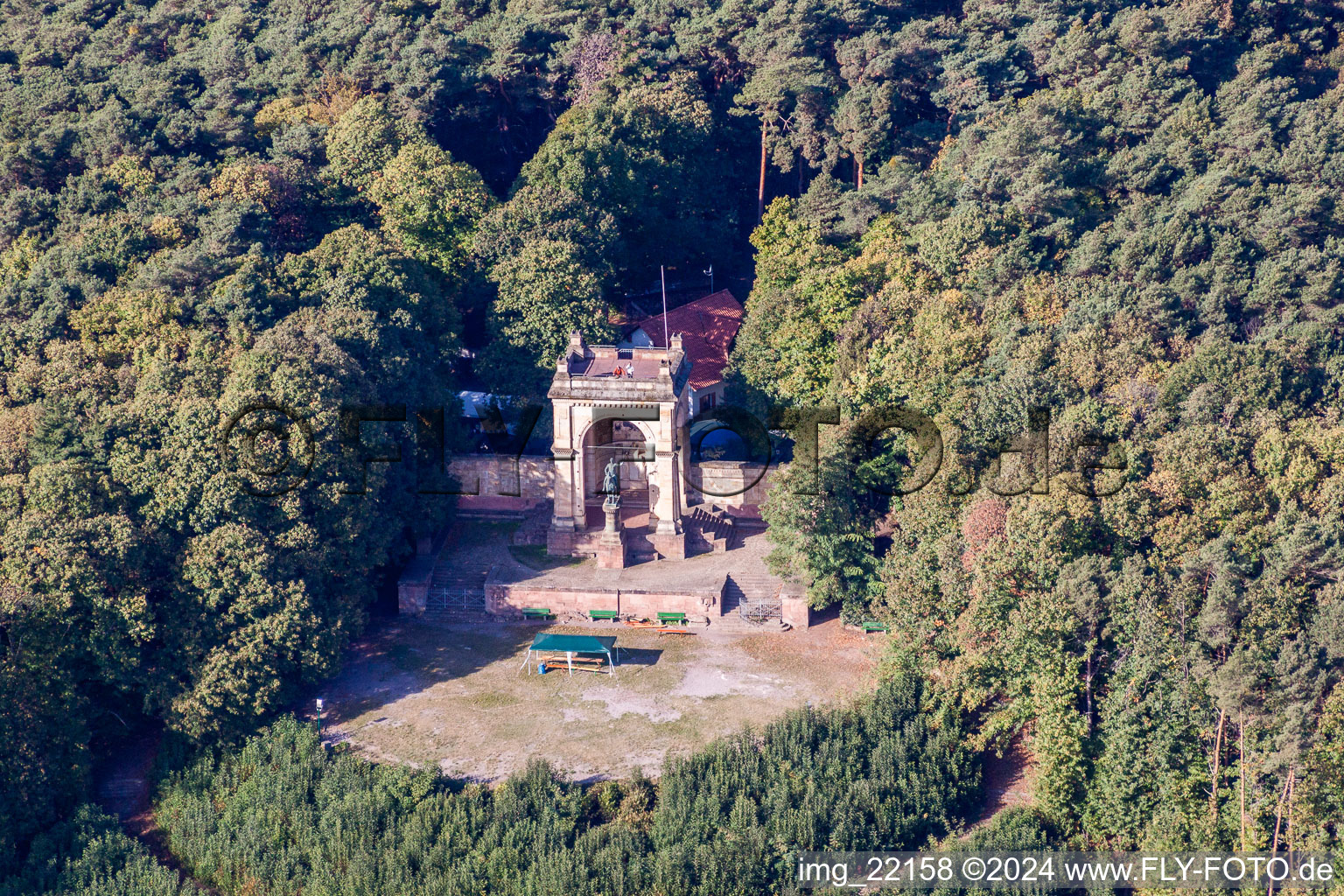 Tourist attraction of the historic monument Sieges- and Friedensdenkmal in Edenkoben in the state Rhineland-Palatinate, Germany