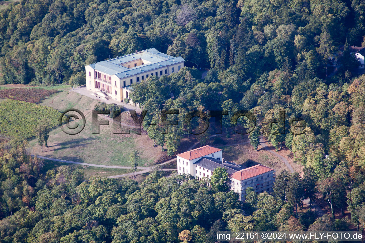 Drone recording of Rhodt unter Rietburg in the state Rhineland-Palatinate, Germany