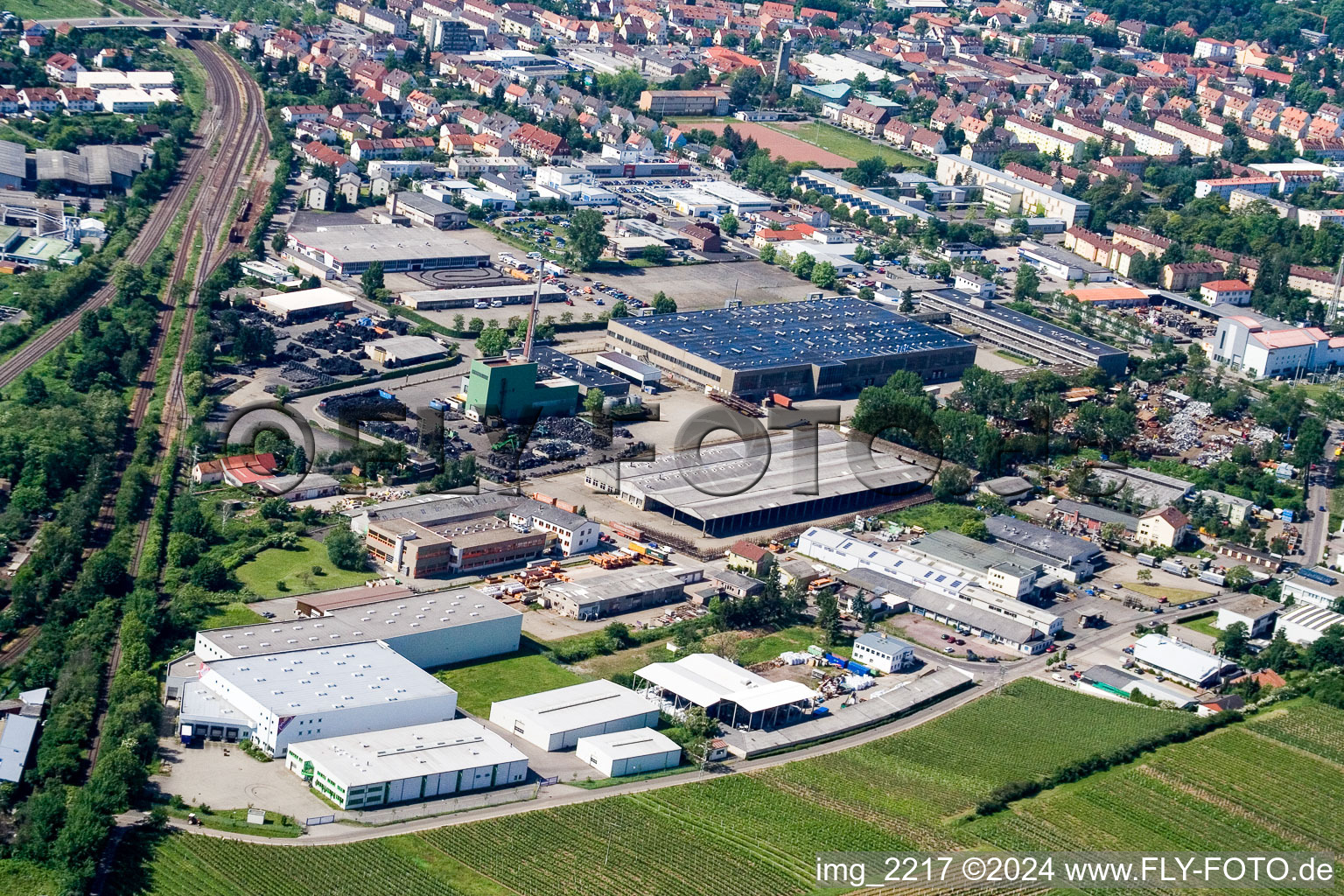 Aerial view of Commercial area N in Landau in der Pfalz in the state Rhineland-Palatinate, Germany