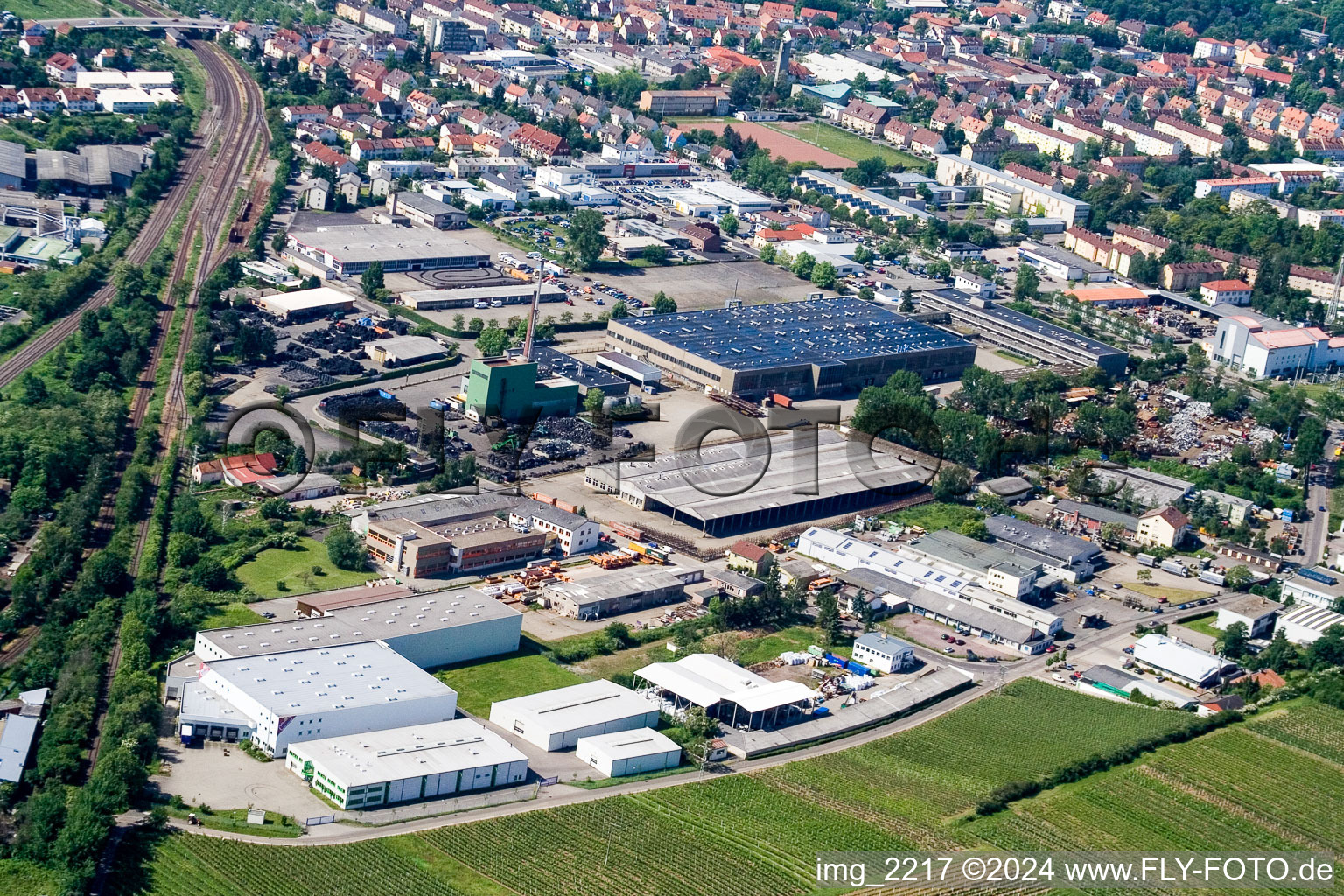 Aerial view of Industrial area N in Landau in der Pfalz in the state Rhineland-Palatinate, Germany