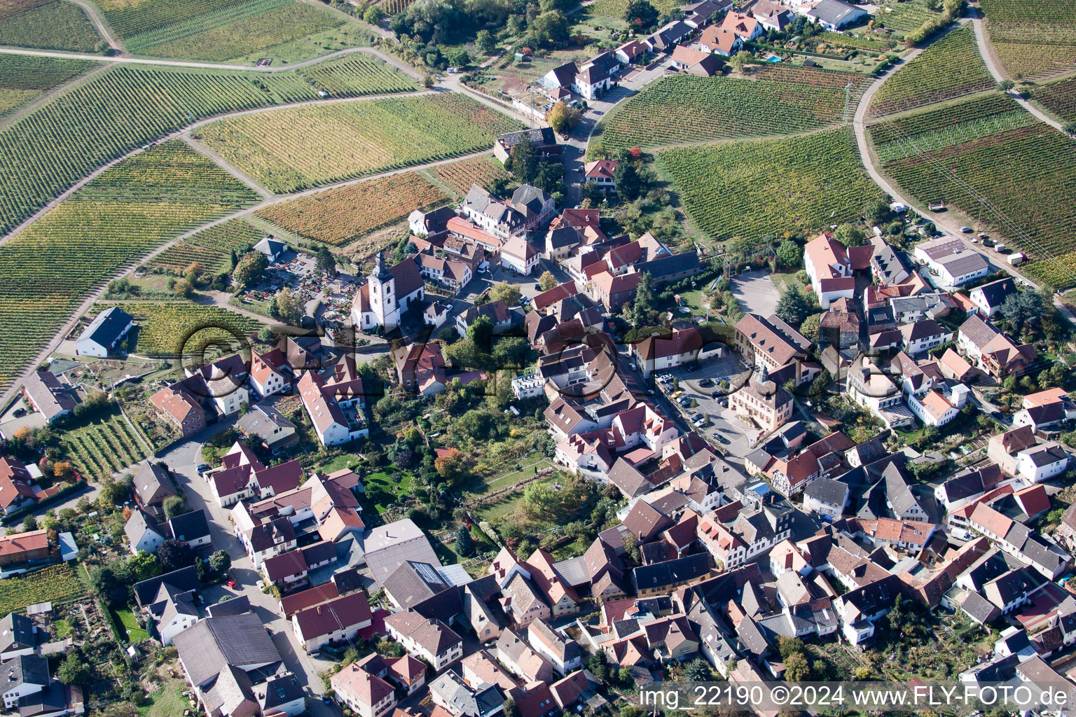 Weyher in der Pfalz in the state Rhineland-Palatinate, Germany seen from a drone