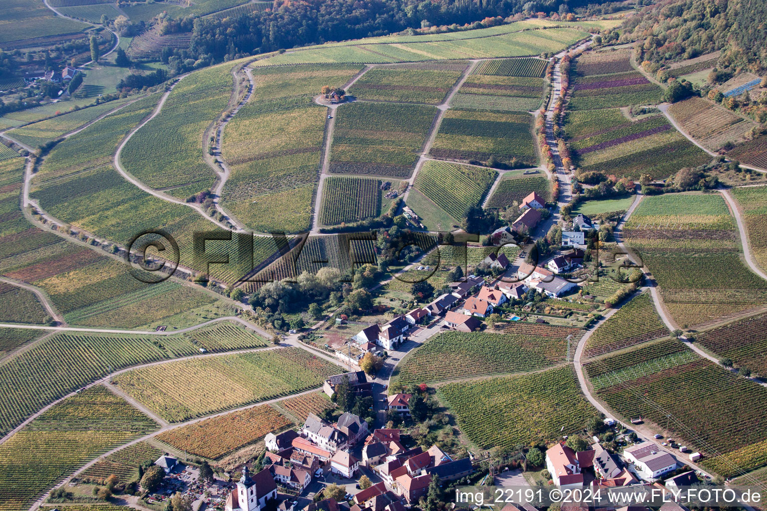 Aerial view of Weyher in der Pfalz in the state Rhineland-Palatinate, Germany