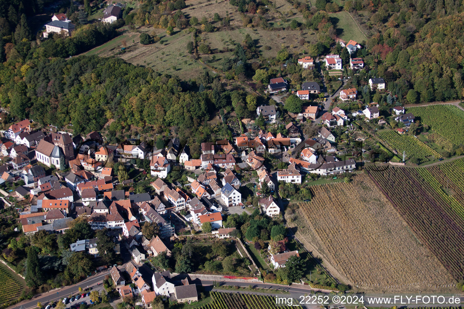 Aerial photograpy of Gleisweiler in the state Rhineland-Palatinate, Germany