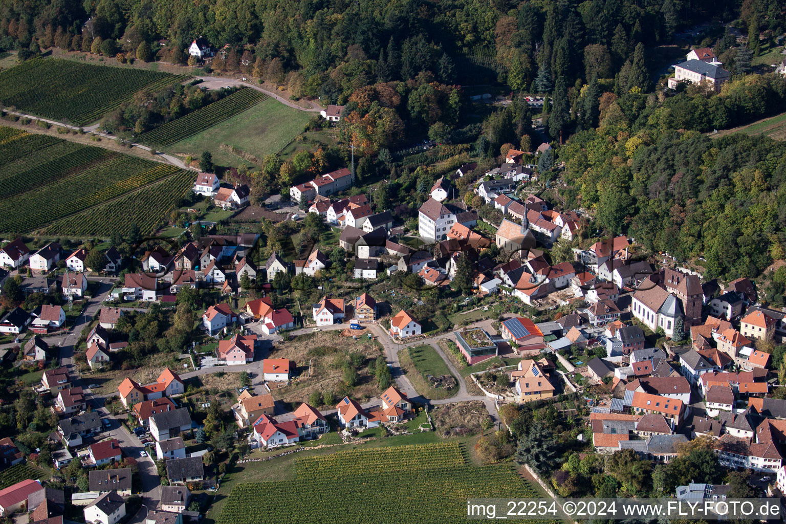 Oblique view of Gleisweiler in the state Rhineland-Palatinate, Germany