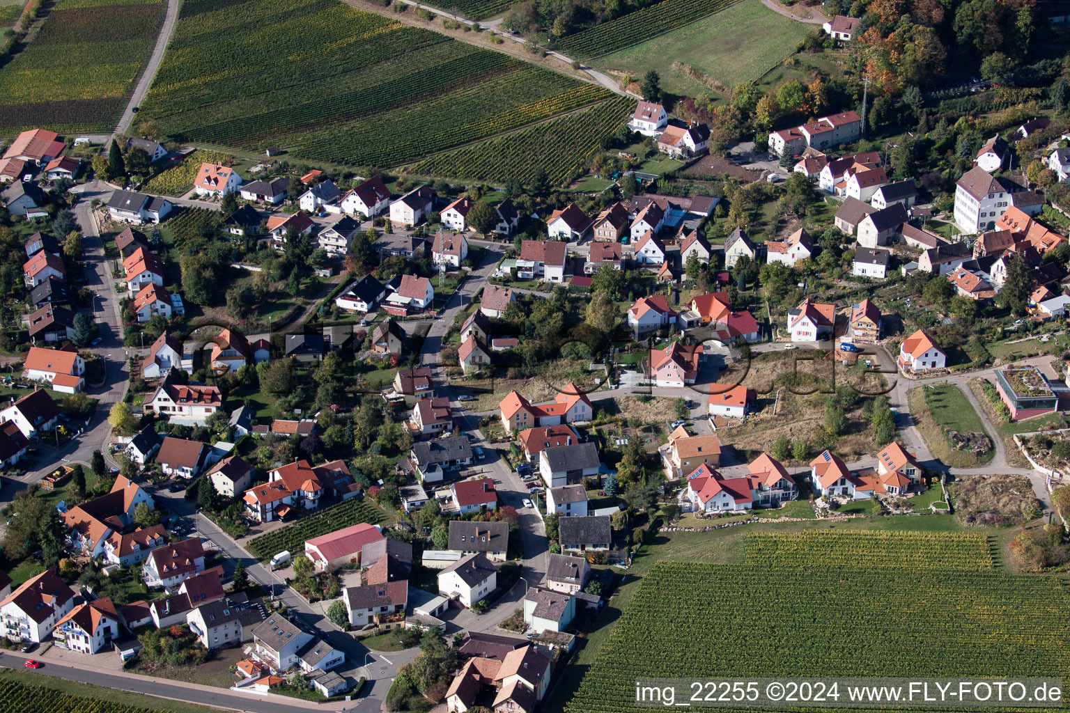 Gleisweiler in the state Rhineland-Palatinate, Germany from above