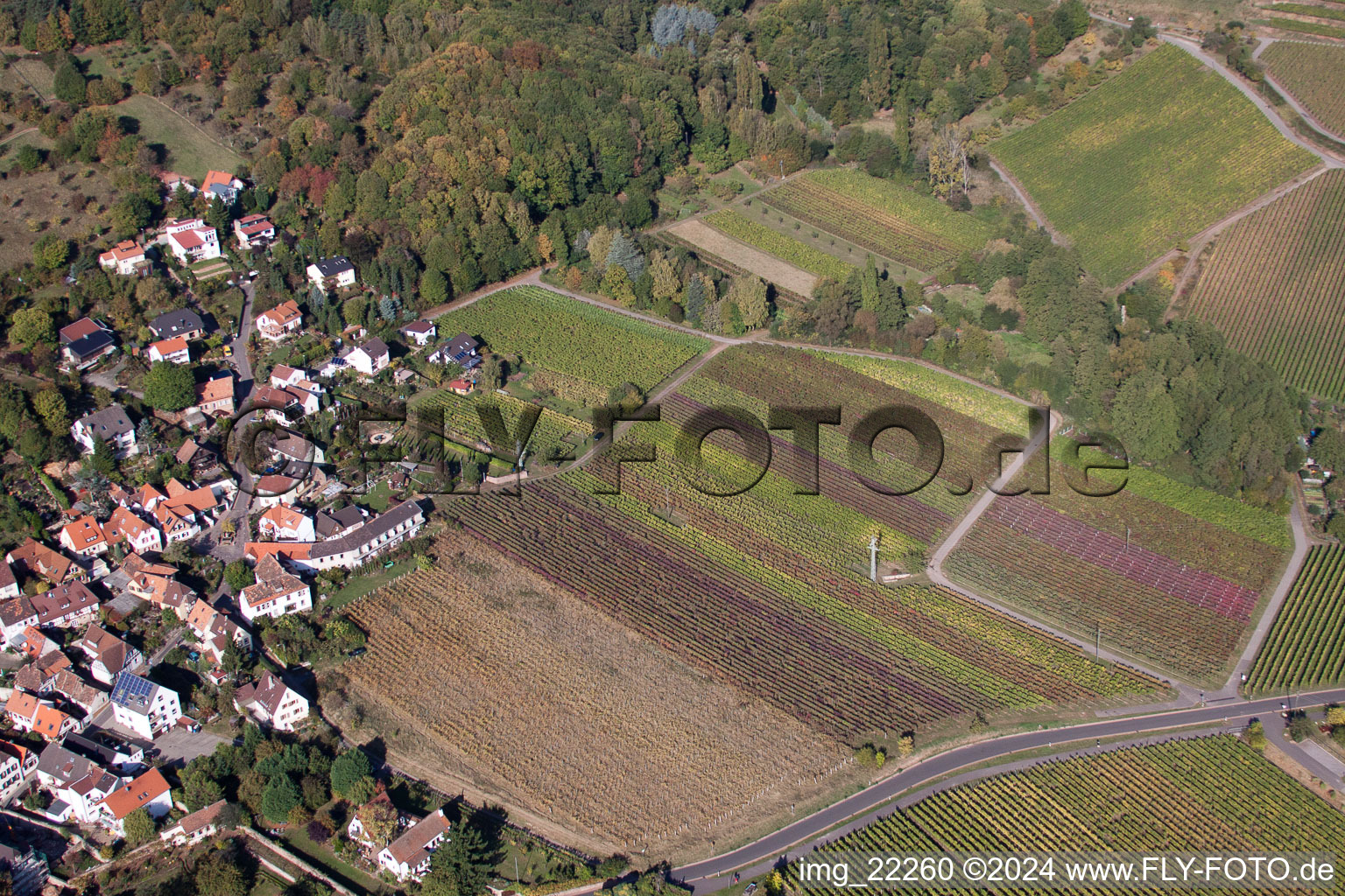 Gleisweiler in the state Rhineland-Palatinate, Germany seen from above