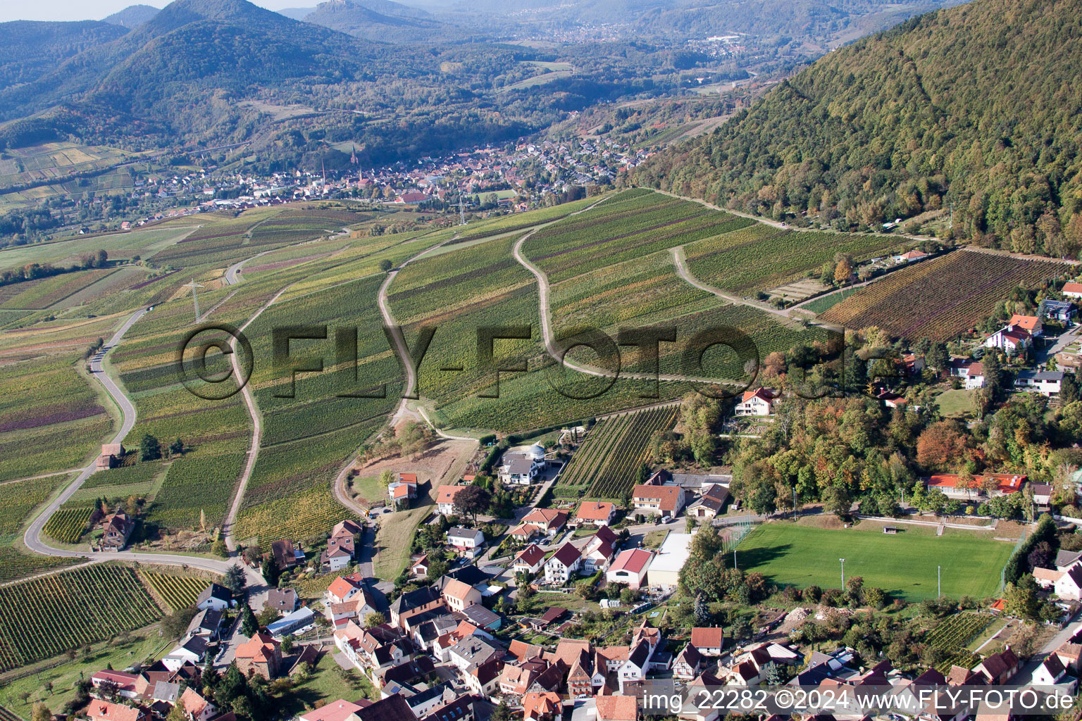 Oblique view of Frankweiler in the state Rhineland-Palatinate, Germany