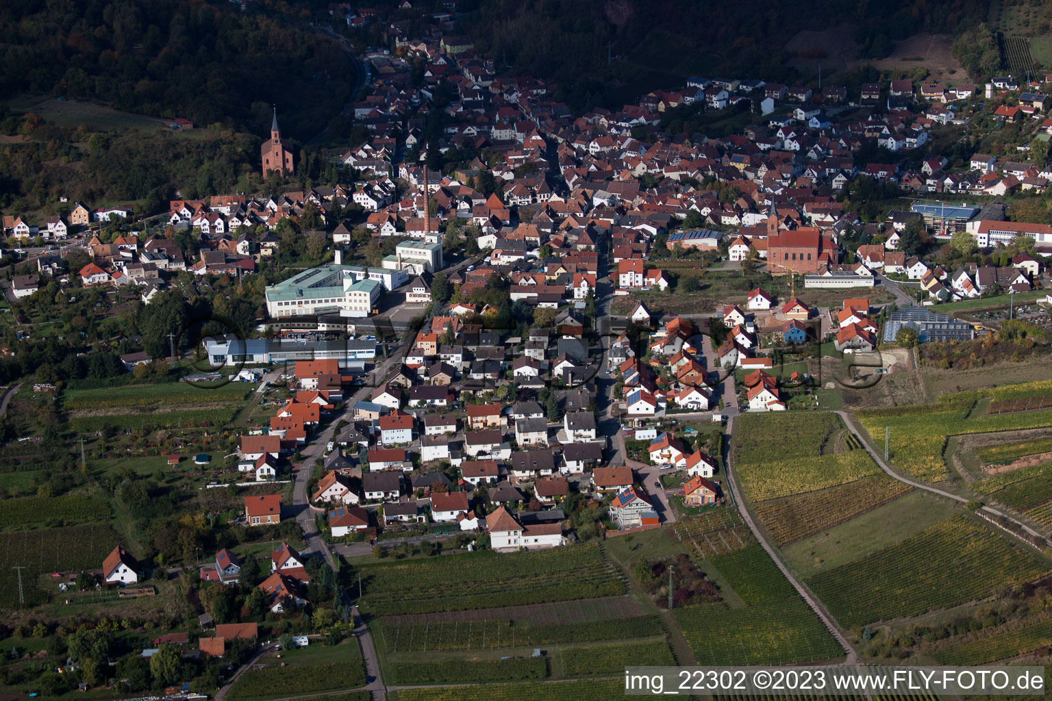 Albersweiler in the state Rhineland-Palatinate, Germany seen from a drone