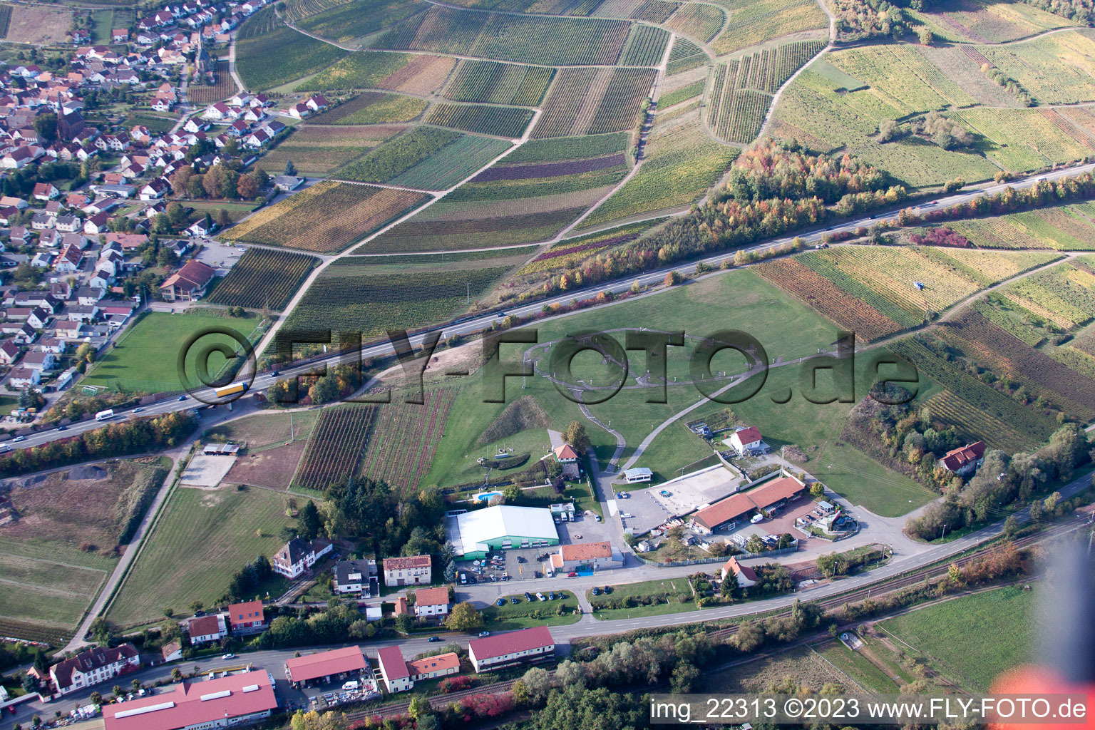 Bird's eye view of Siebeldingen in the state Rhineland-Palatinate, Germany
