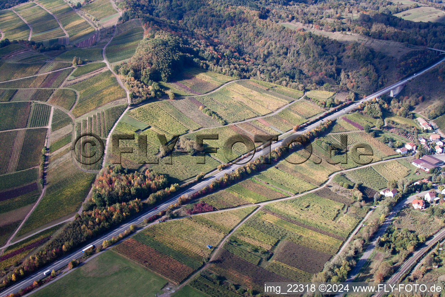 Drone recording of Siebeldingen in the state Rhineland-Palatinate, Germany