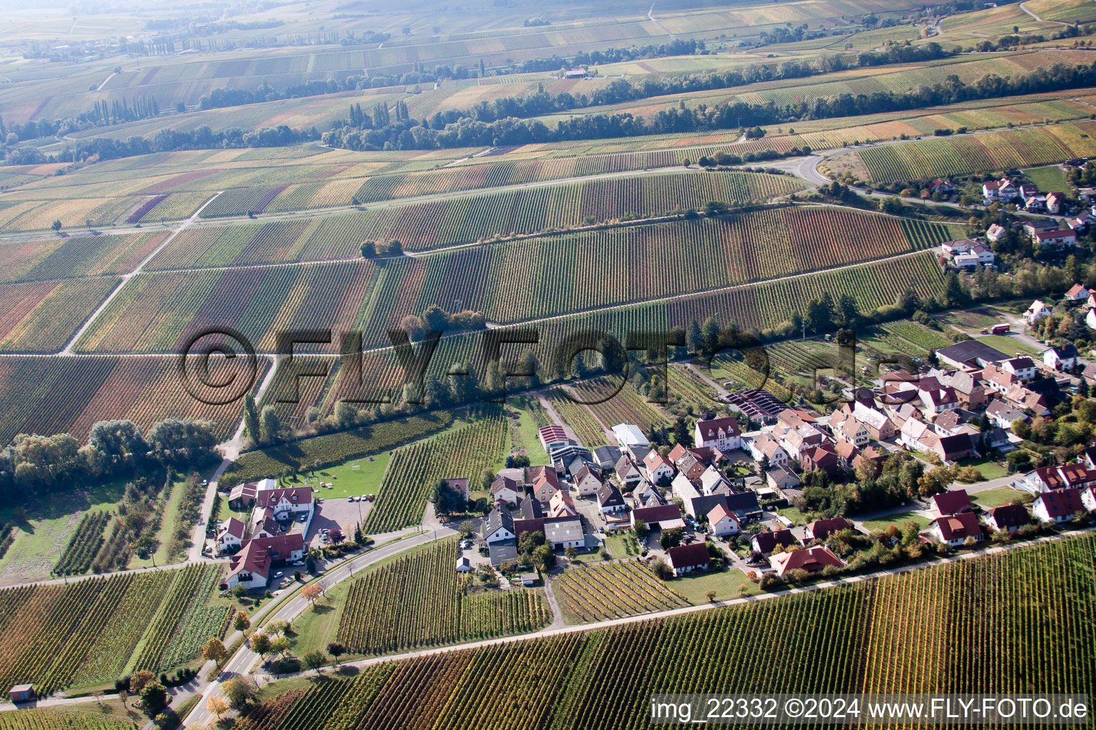 Aerial photograpy of Birkweiler in the state Rhineland-Palatinate, Germany