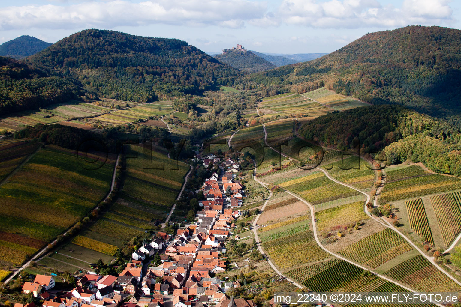 Oblique view of Ranschbach in the state Rhineland-Palatinate, Germany