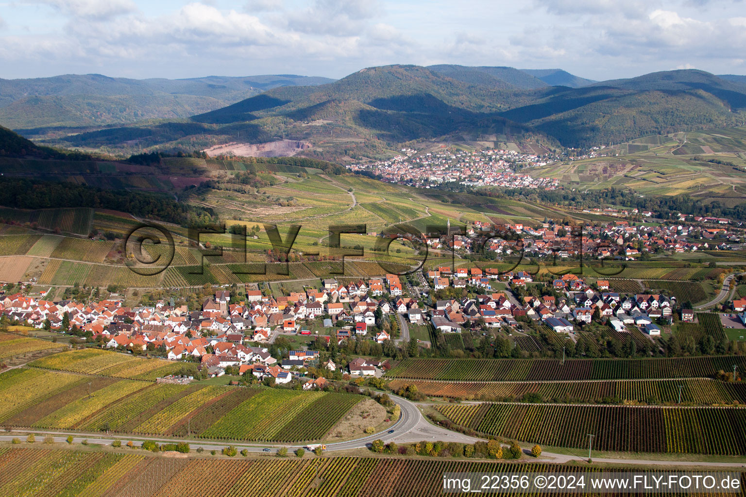 Aerial view of Ranschbach in the state Rhineland-Palatinate, Germany