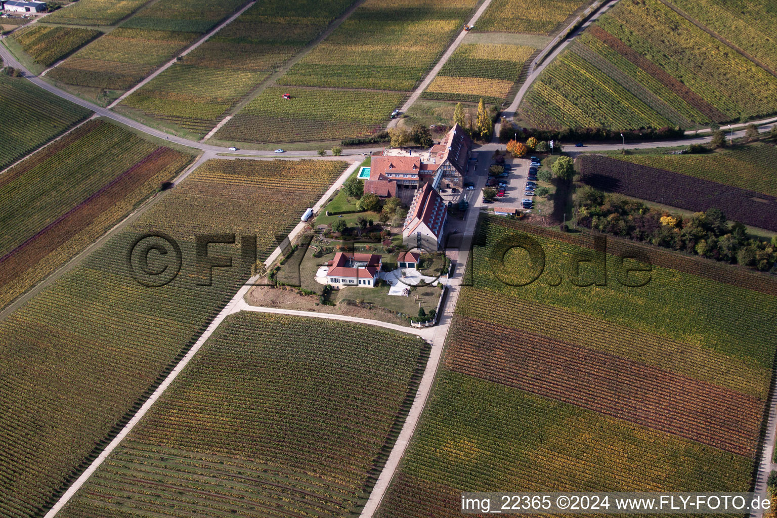 Leinsweiler yard in Leinsweiler in the state Rhineland-Palatinate, Germany from above