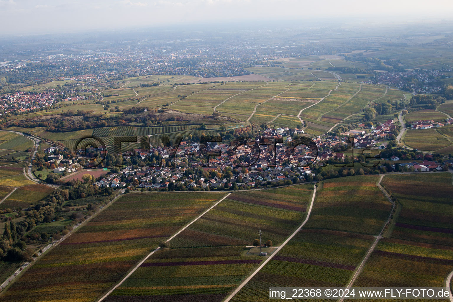 Bird's eye view of Ilbesheim bei Landau in der Pfalz in the state Rhineland-Palatinate, Germany