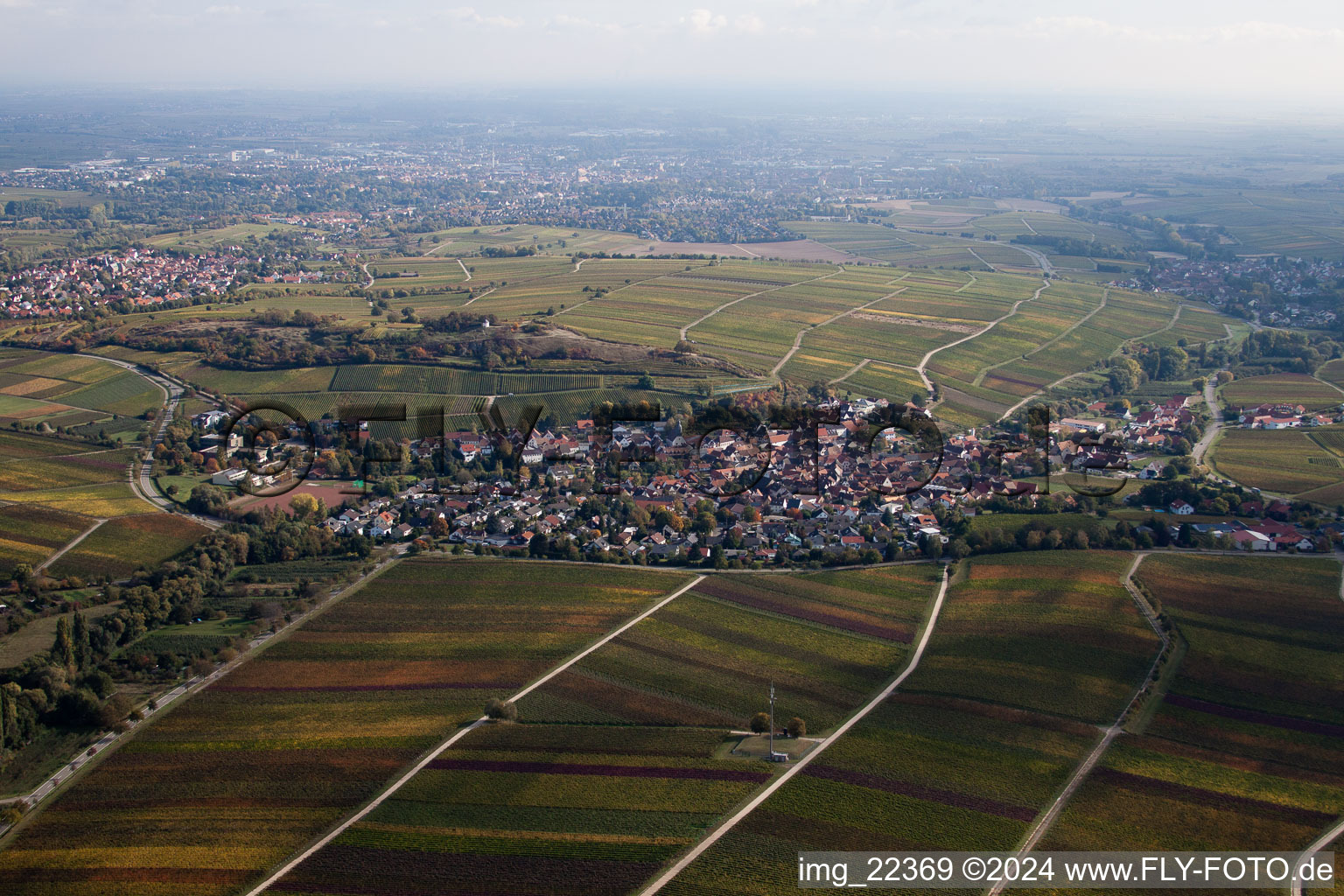 Ilbesheim bei Landau in der Pfalz in the state Rhineland-Palatinate, Germany seen from a drone