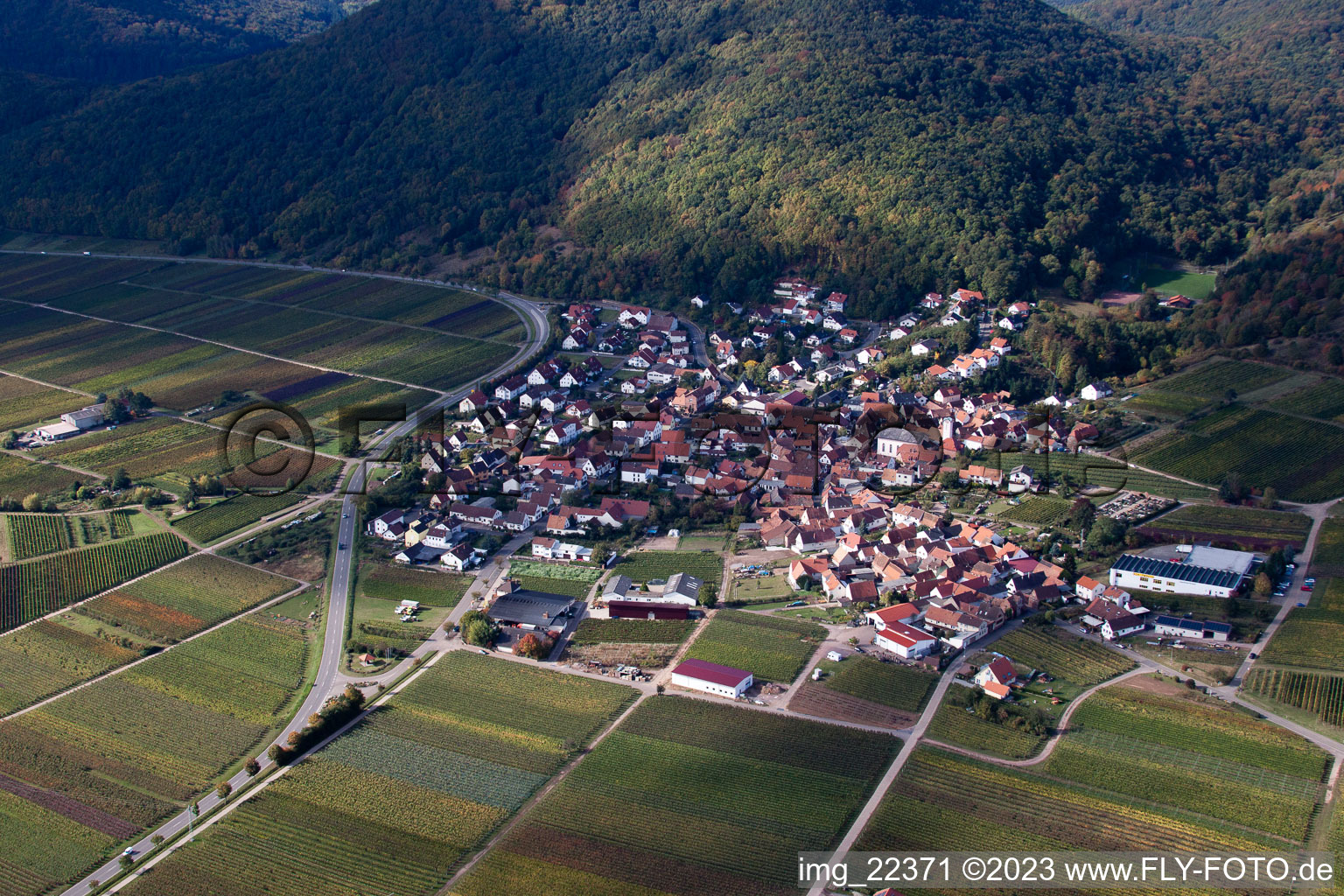 Eschbach in the state Rhineland-Palatinate, Germany from the plane