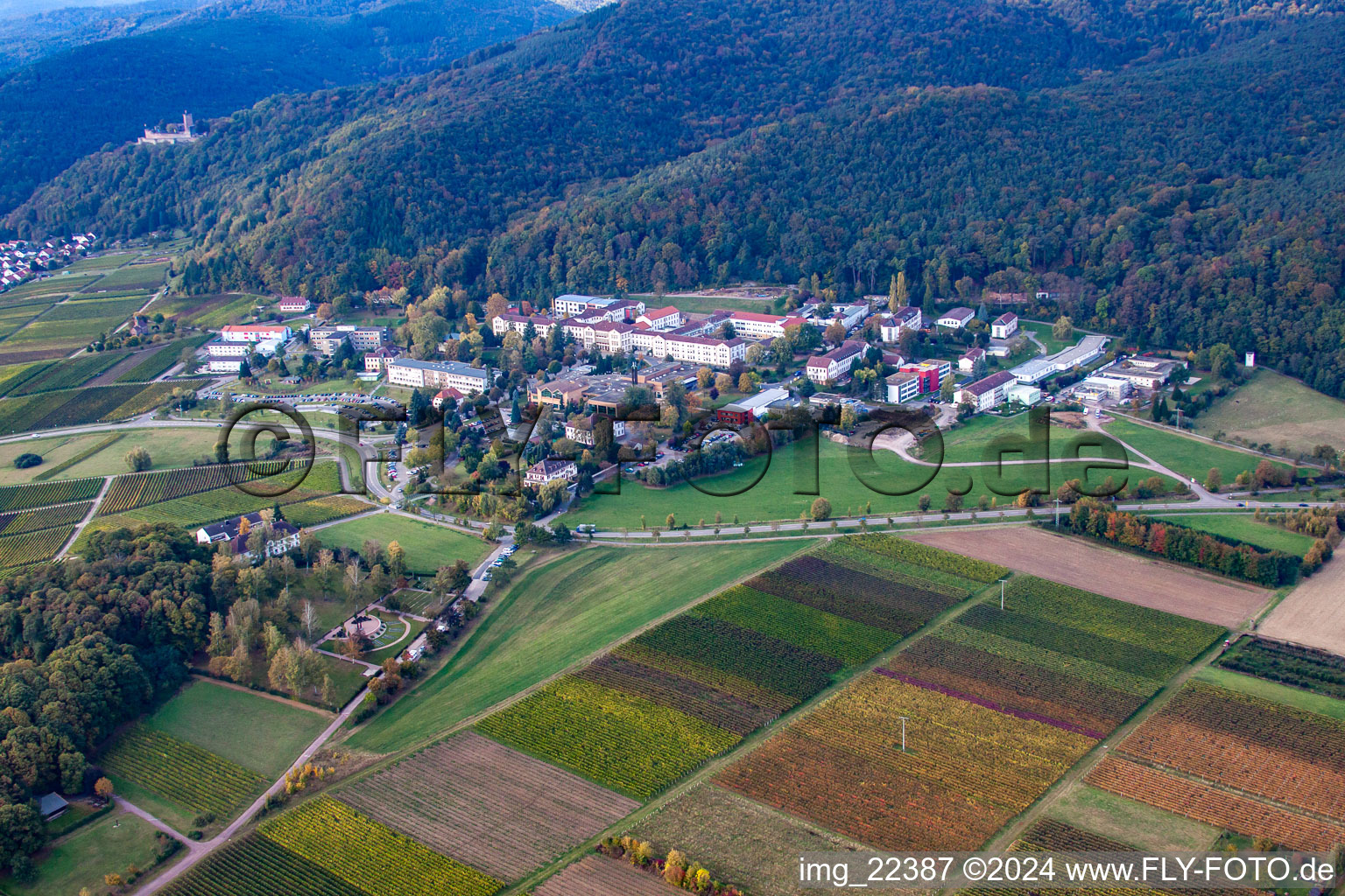 Oblique view of Palatinate Clinic in Klingenmünster in the state Rhineland-Palatinate, Germany