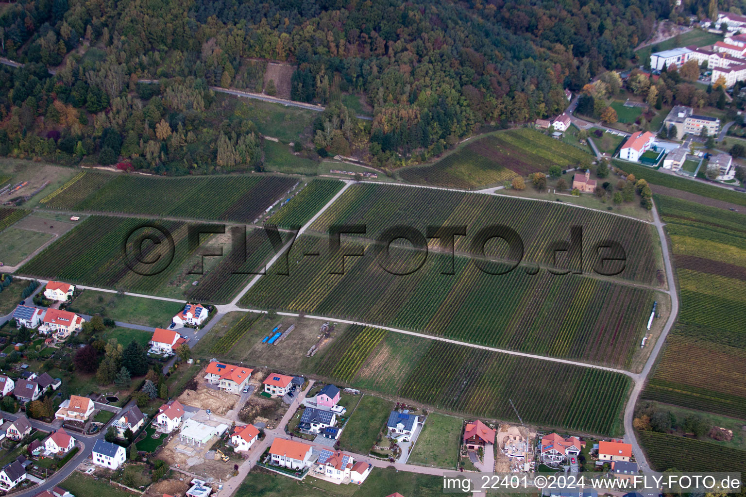 Aerial view of Klingenmünster in the state Rhineland-Palatinate, Germany