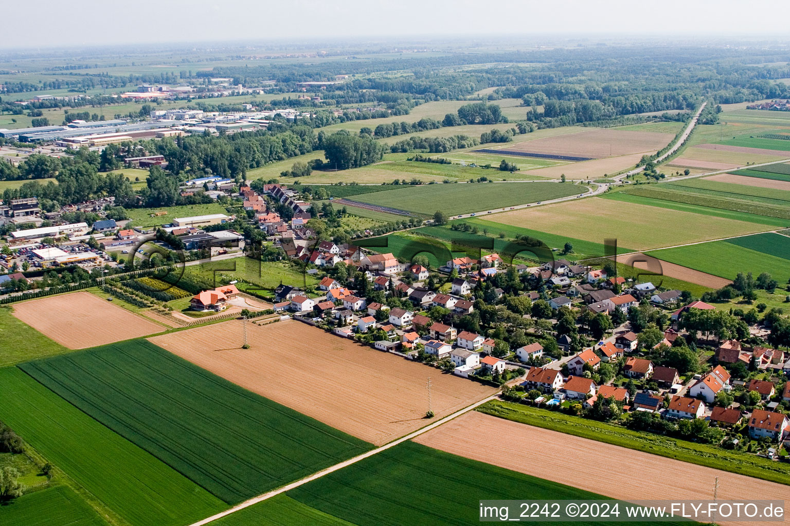 District Mörlheim in Landau in der Pfalz in the state Rhineland-Palatinate, Germany from the drone perspective