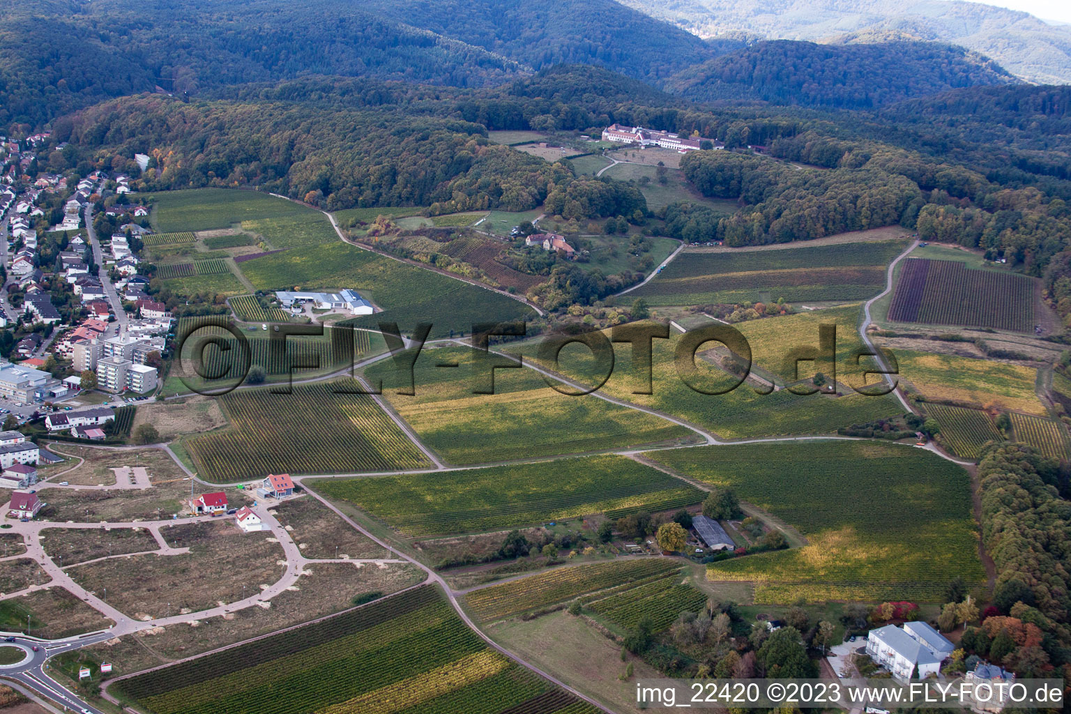 Aerial view of Bad Bergzabern in the state Rhineland-Palatinate, Germany