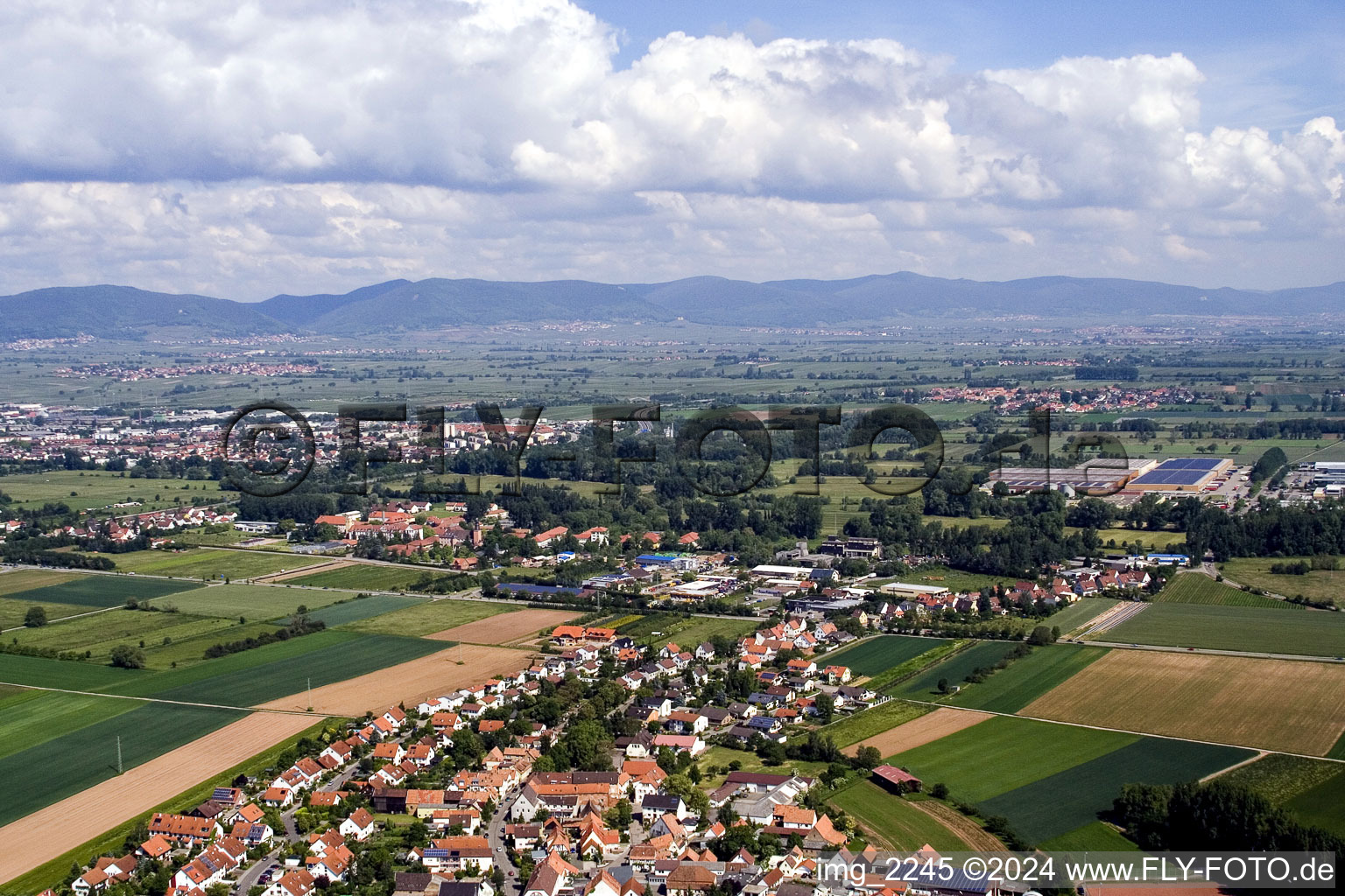 District Mörlheim in Landau in der Pfalz in the state Rhineland-Palatinate, Germany seen from a drone