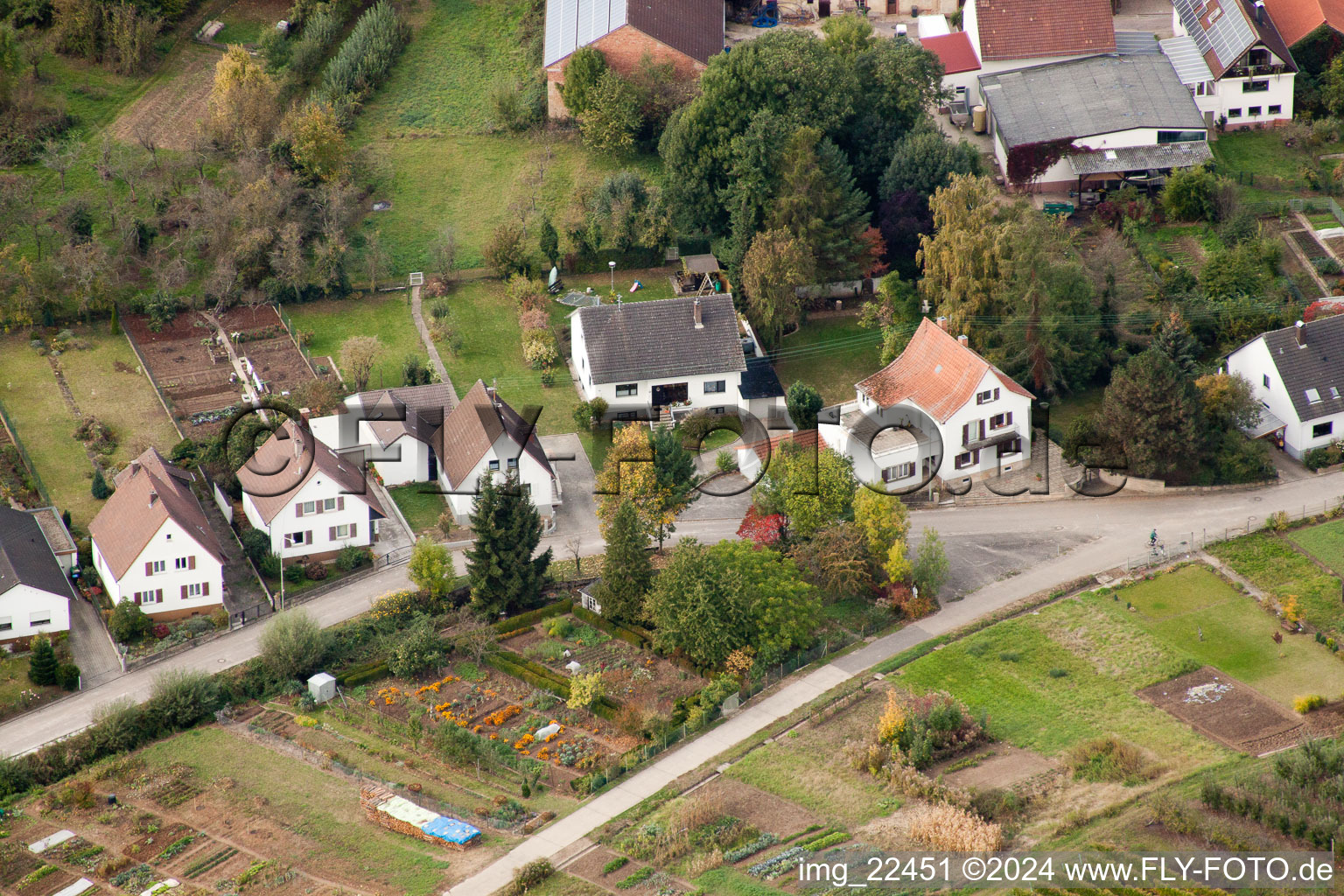 District Rechtenbach in Schweigen-Rechtenbach in the state Rhineland-Palatinate, Germany viewn from the air