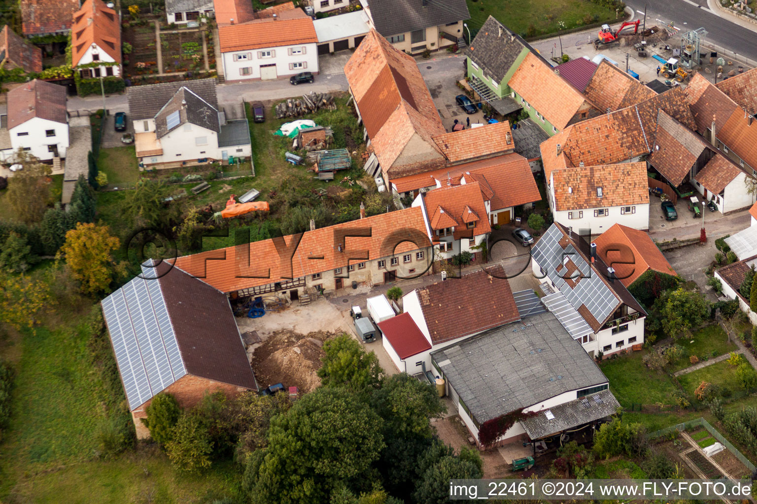 Oblique view of Gnägy Winery in the district Rechtenbach in Schweigen-Rechtenbach in the state Rhineland-Palatinate, Germany