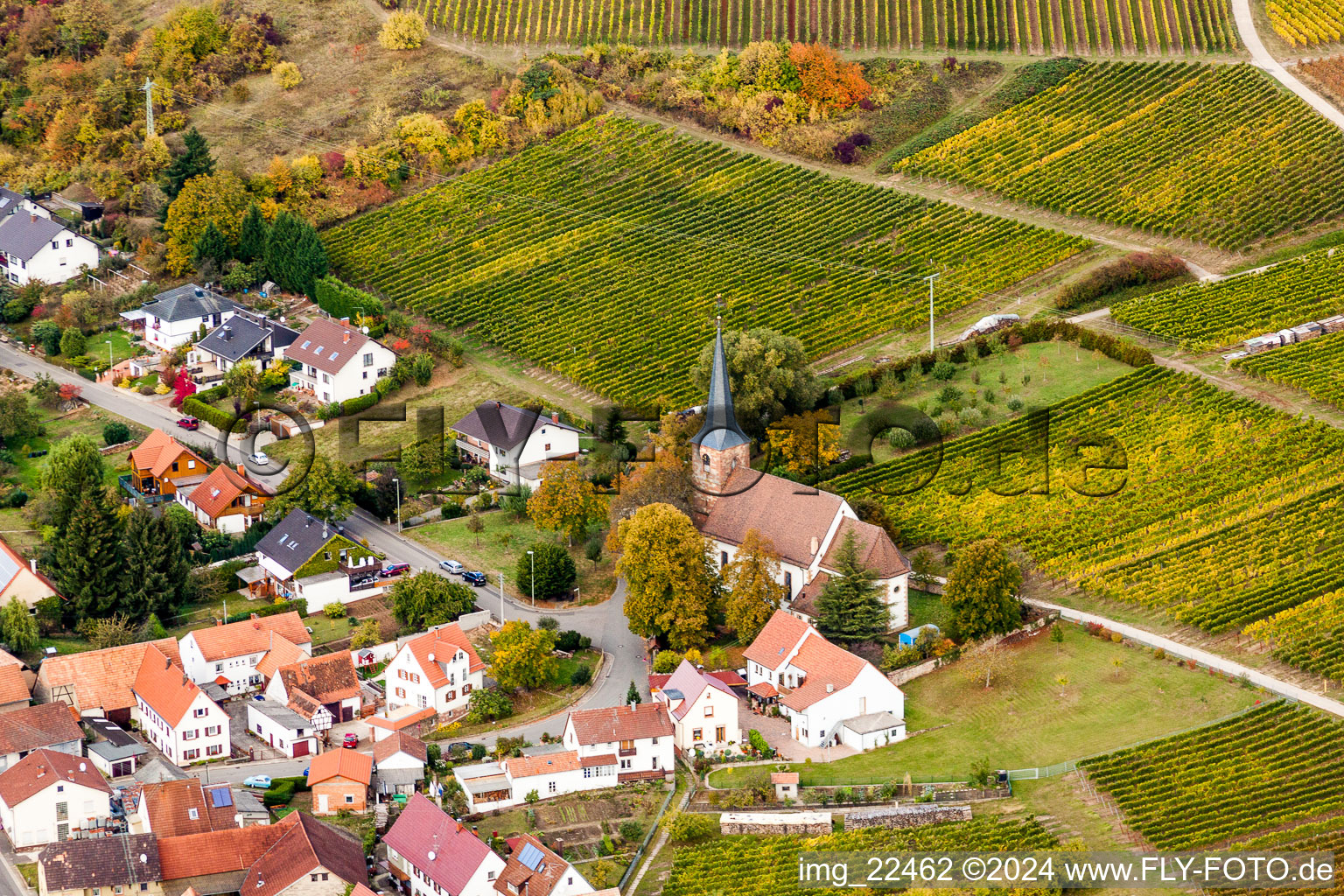 Aerial view of District Rechtenbach in Schweigen-Rechtenbach in the state Rhineland-Palatinate, Germany