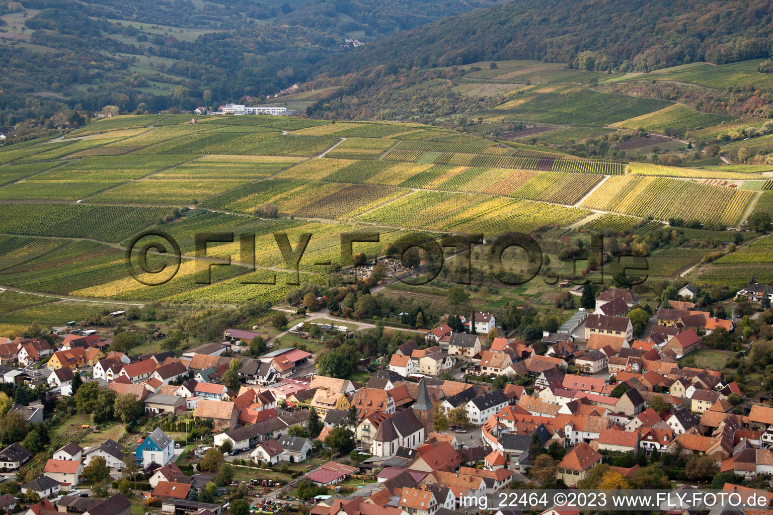 Aerial photograpy of District Rechtenbach in Schweigen-Rechtenbach in the state Rhineland-Palatinate, Germany