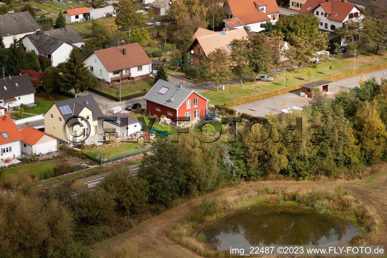 Kapsweyer in the state Rhineland-Palatinate, Germany from the plane