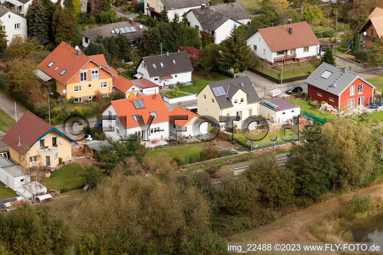 Bird's eye view of Kapsweyer in the state Rhineland-Palatinate, Germany