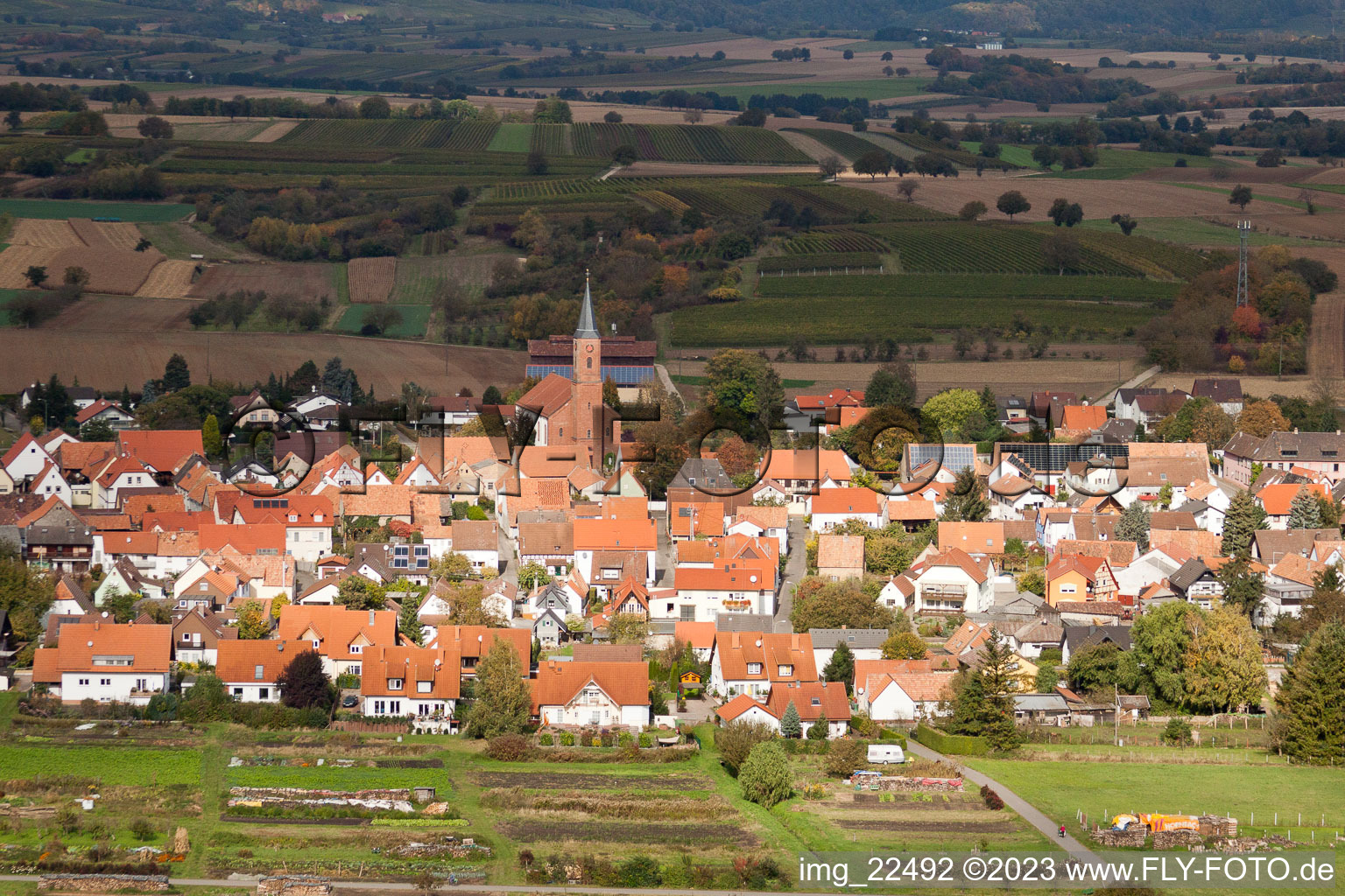 Drone image of Kapsweyer in the state Rhineland-Palatinate, Germany