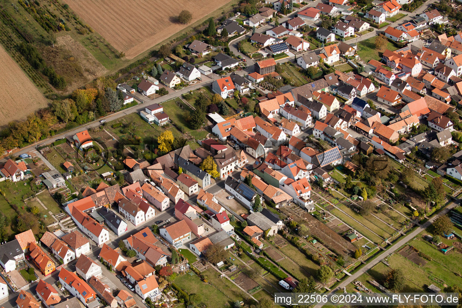 Aerial photograpy of District Schaidt in Wörth am Rhein in the state Rhineland-Palatinate, Germany