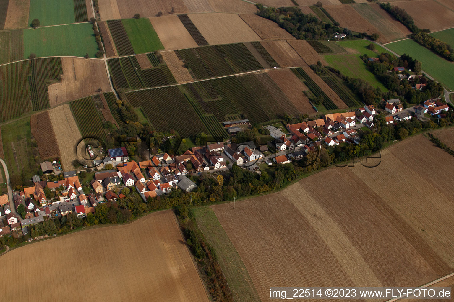 Vollmersweiler in the state Rhineland-Palatinate, Germany seen from a drone