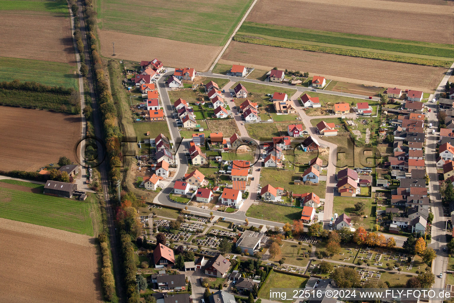 District Schaidt in Wörth am Rhein in the state Rhineland-Palatinate, Germany from above