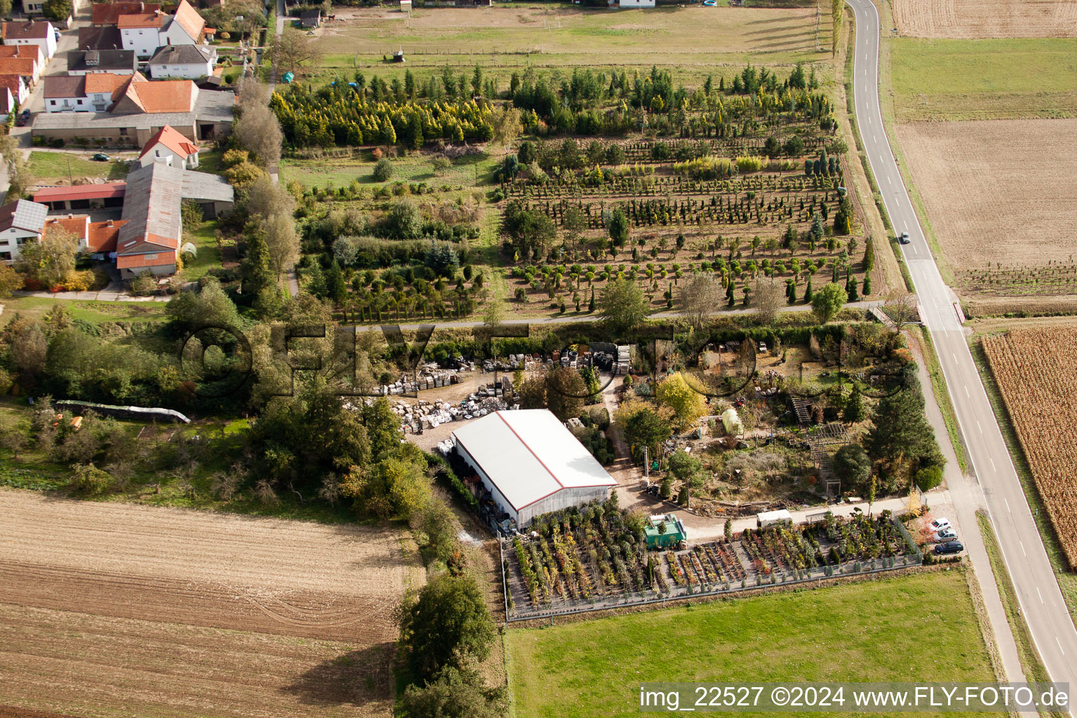 Aerial photograpy of Freckenfeld in the state Rhineland-Palatinate, Germany