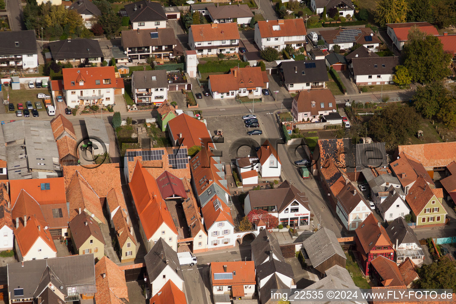 Bird's eye view of Freckenfeld in the state Rhineland-Palatinate, Germany