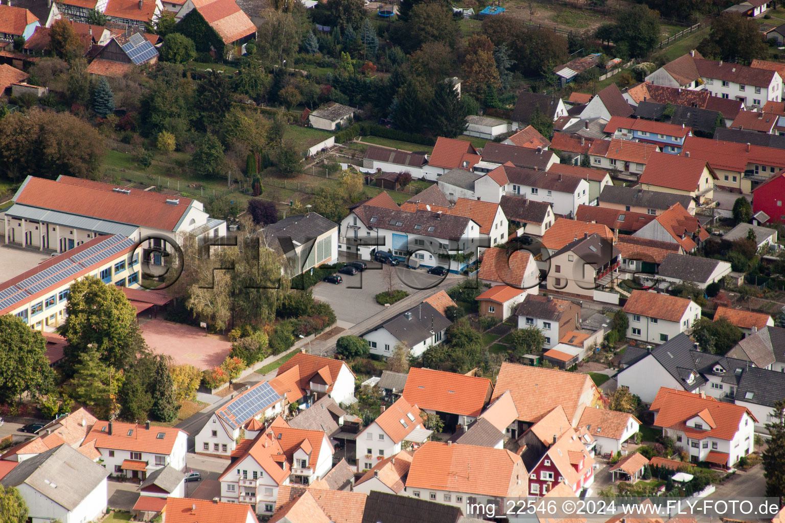 Minfeld in the state Rhineland-Palatinate, Germany from a drone