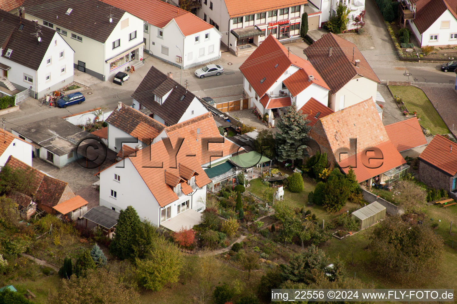 Aerial photograpy of Minfeld in the state Rhineland-Palatinate, Germany