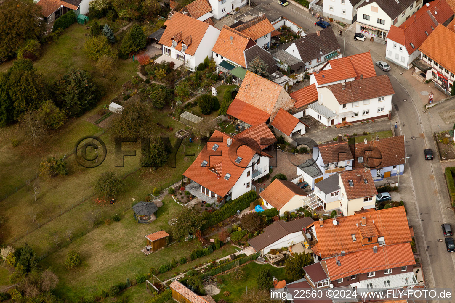 Minfeld in the state Rhineland-Palatinate, Germany from above