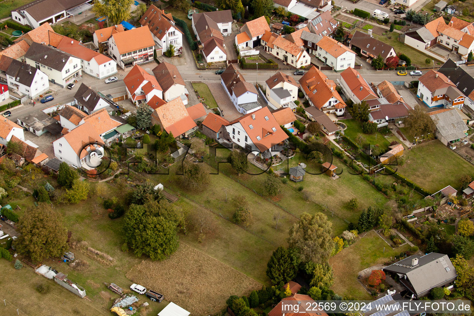 Minfeld in the state Rhineland-Palatinate, Germany from the plane